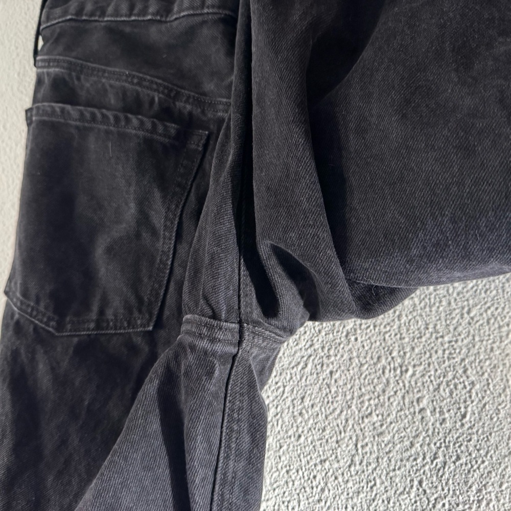 OLD NAVY Sky-Hi Straight Jeans Size 12 Extra High Rise Black Raw Hem Button Fly - Picture 10 of 16